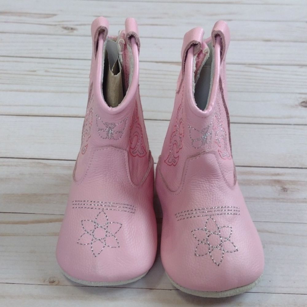 MaMTaKoN Pink Genuine Leather Cowboy Boots Size 6-12 Months